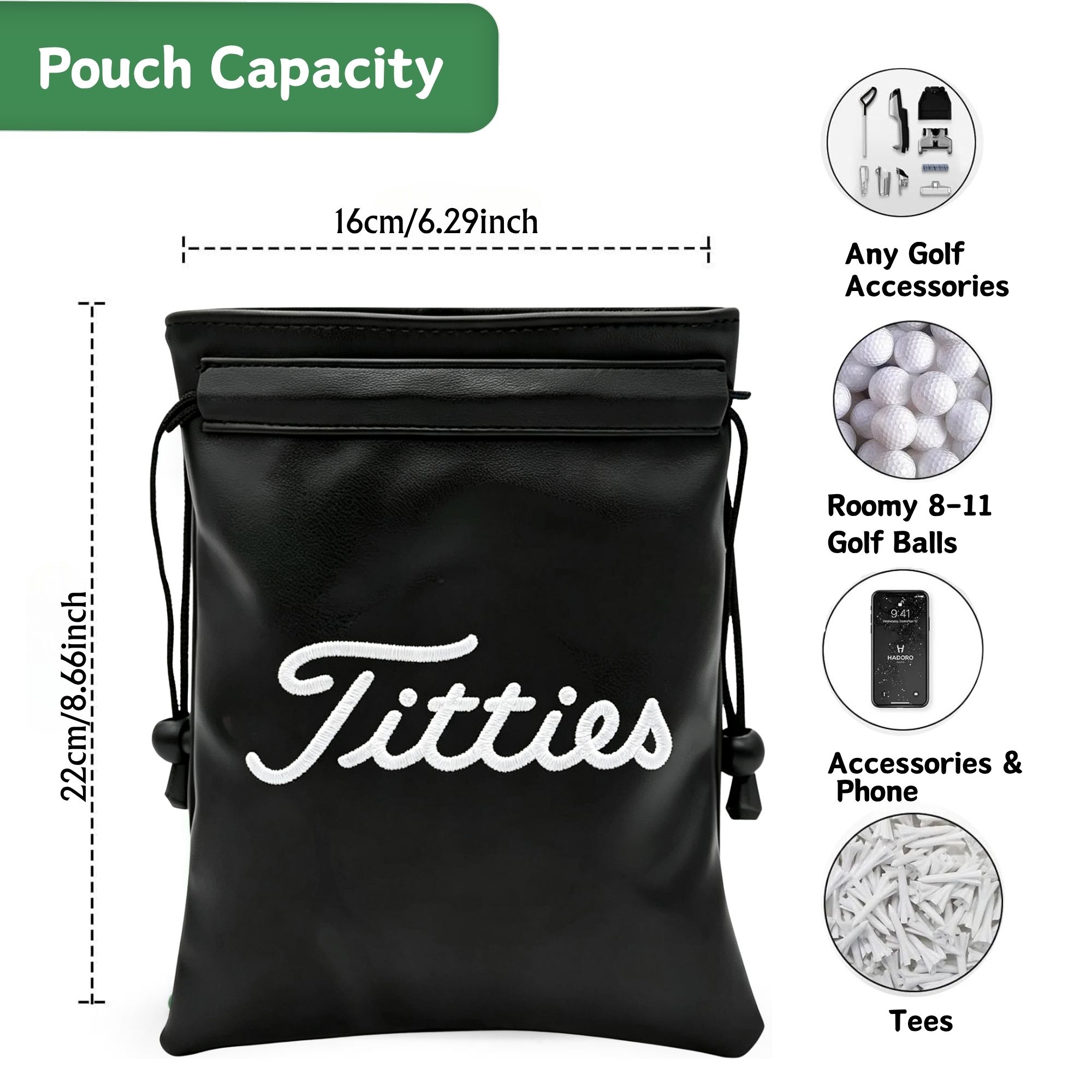 Funny Golf Valuables Bag with  - Golf Equipment Drawing recension och pris
